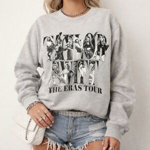 Official Taylor Swift The Eras Tour Crewneck Sweatshirt Heather Grey Size XL